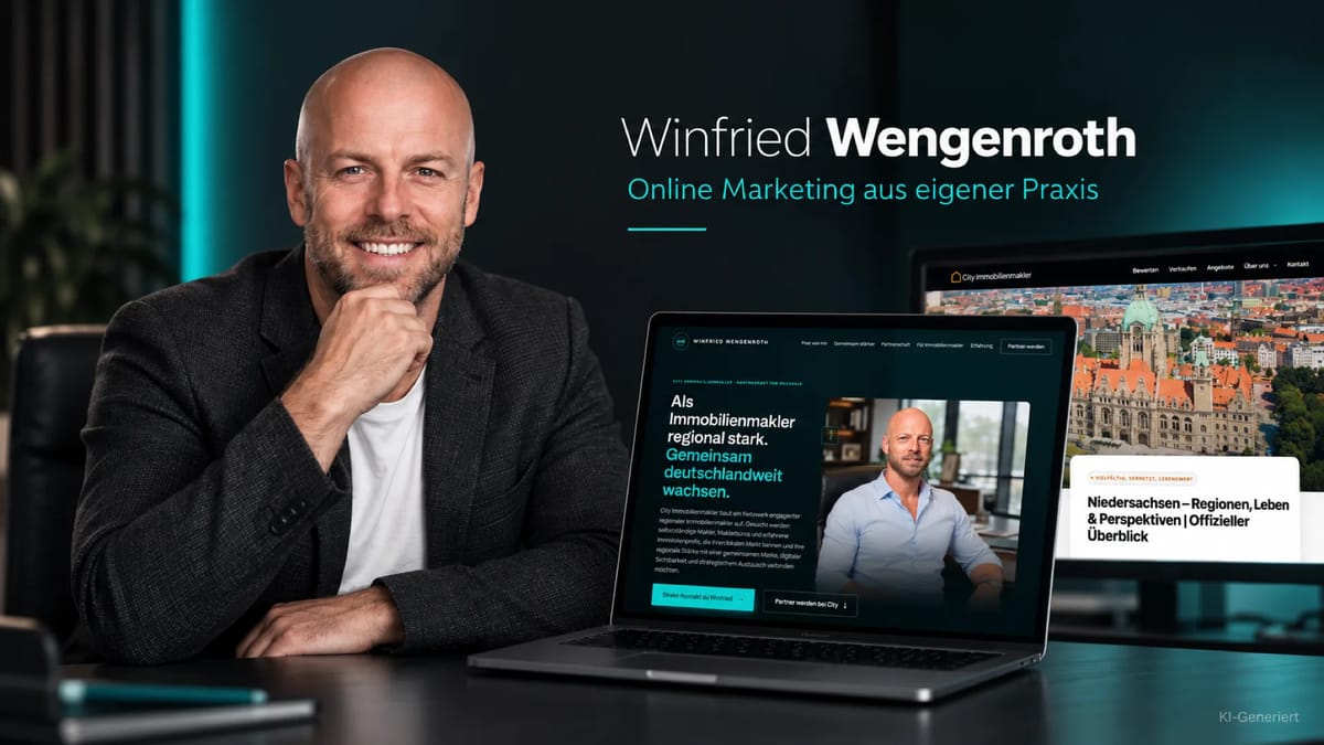 Winfried Wengenroth, Geschäftsführer der ONMA GmbH, neben seiner Website winfriedwengenroth.de und dem Projekt CITY IMMOBILIENMAKLER